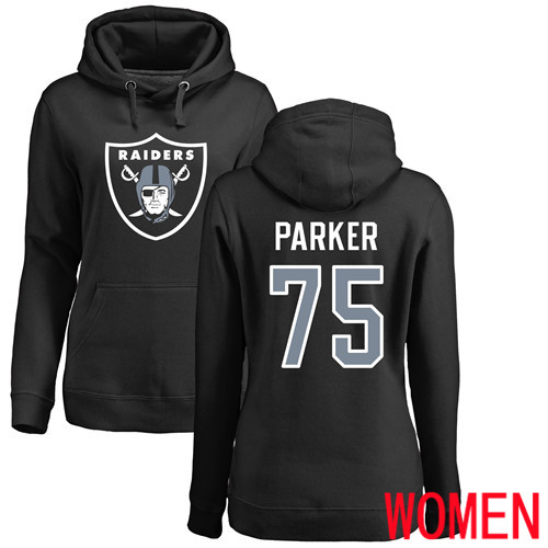 Oakland Raiders Black Women Brandon Parker Name and Number Logo NFL Football #75 Pullover Hoodie Sweatshirts